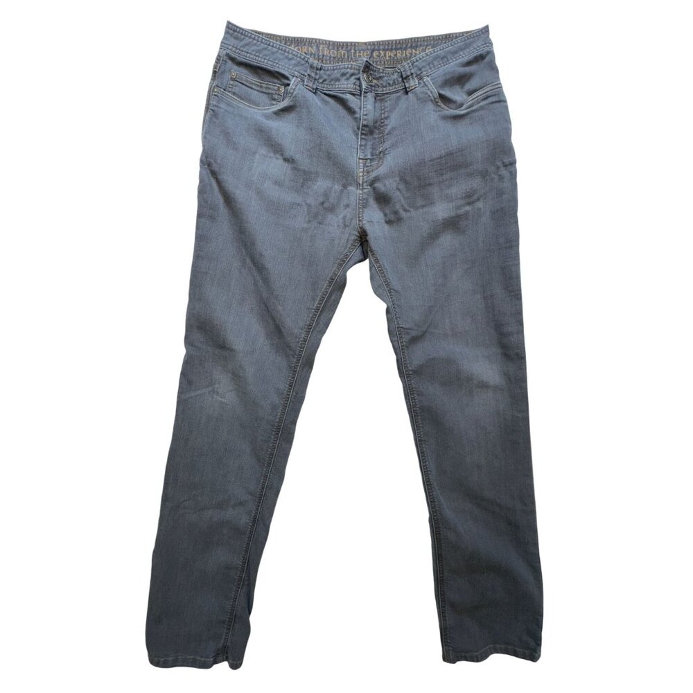 Prana Mens Slim Fit Breathe Straight Jeans Size 34Wx34L Gray Denim Stretch Casua